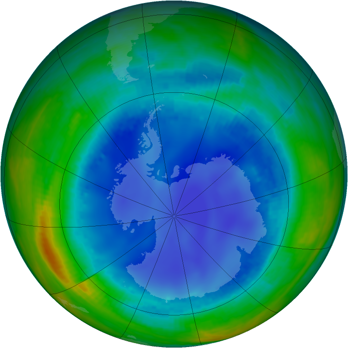 Antarctic ozone map for 05 August 2000